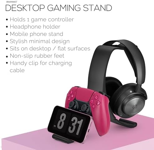 BRAINWAVZ Desktop Game Controller & Headphone Stand Hanger - Stylish, Minimalist Wave Design for PS5, Xbox, Switch, PC & Retro Gamepads (UGDS14) - Image 3
