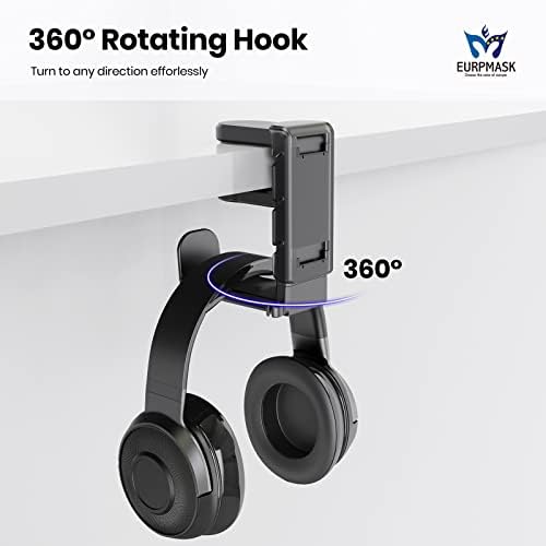 EURPMASK 3-in-1 Rotating Headphone Stand w/2 Detachable Controller Holders - Image 5
