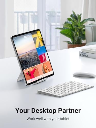 UGREEN Tablet Stand Holder Adjustable Portable Desktop Dock Office Compatible with iPad Pro 11 9.7 10.5 Air Mini 5 4 3 2 iPhone 18 17 16 15 14 13 12 White - Image 3