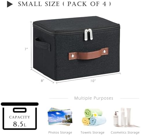 4PCS Storage Bins with Zipper Lids Decorative Lidded Basket Box - Image 3