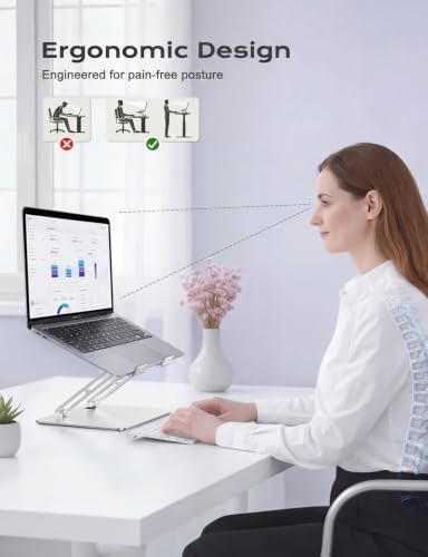 Portable Laptop Stand, Aluminum Laptop Stand for Desk - Silver - Image 2