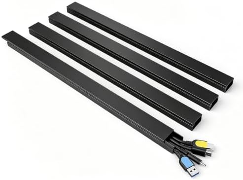 Delamu Wire Covers for 3-4 Cords on Wall, 56.7in Cord Hider, Premium Cable Hider Cord Covers for Wires, Paintable Cable Management Wire Hiders for TV, Cable Cover Raceway Kit, W1.18x H0.6in, Black by DELAMU