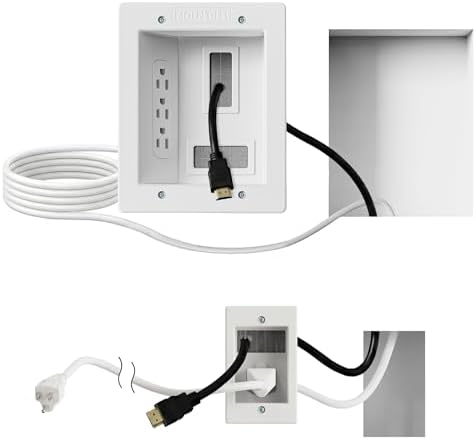 Mount-It! In-Wall TV Cable Management Kit with Power – Triple Outlet, Male Wall Plug and 5ft External & 9ft Behind the Wall Cords, Hand Saw – Easy, Safe Cable Management for TV and Home Theater Setups by Mount-It