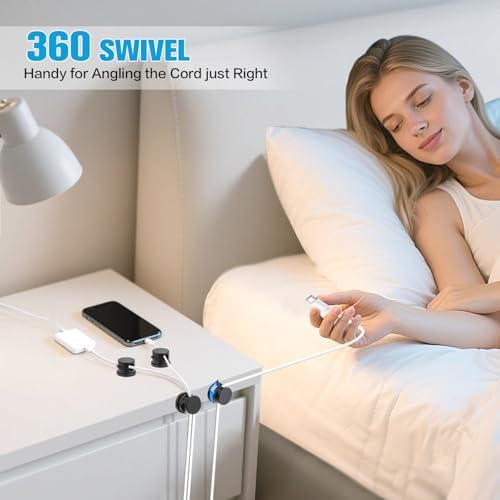 6PC Cord Organizer Holder for Desk, New 360° Rotatable Spring Cable Clips - Image 2