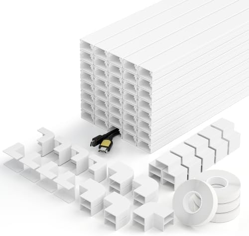 Delamu Cable Hider, 630in Cord Hider Cord Covers for 1 Wire on Wall, Premium Wire Covers for Cords, Cable Cover Organizer, TV Wires Hiders for Wall Mounted Tv, L15.7X W0.55x H0.4in, White by DELAMU
