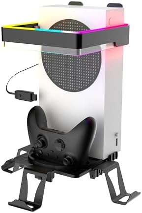Wall Mount for Xbox Series X/S with 2 Game Controller Hanger& 1 Headset Hook-Support APP Control RGB Lights/Headphone Stand–Strong Bracket Holder for Xbox X/S - Image 2