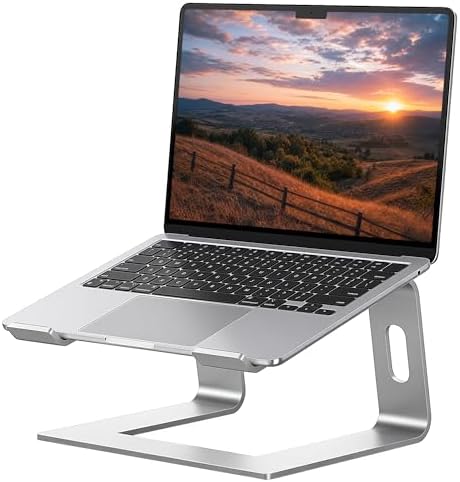 SOUNDANCE Laptop Stand, Aluminum Ergonomic Desk Riser, 10-15.6", Silver by Soundance