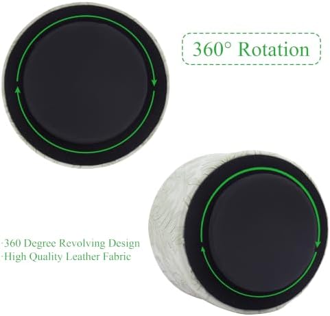 Round Leather Art Supply Organizer,Remote Control Holder,360 Degree Spinning,Multi-Functional Pencil Holder,4 Compartments Desktop Stationary Organizer(1-Golden Green2) - Image 4
