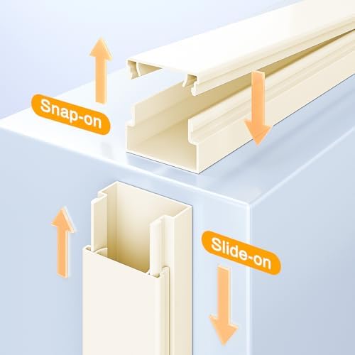 Delamu Wire Covers for 3-4 Cords on Wall, 56.7in Cord Hider, Premium Cable Hider Cord Covers for Wires, Paintable Cable Management Wire Hiders for TV, Cable Cover Raceway Kit, W1.18x H0.6in, Beige - Image 4