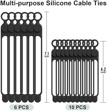 Silicone Cable Ties, Cord Organizer Cable Management,2Sizes-Black - Image 6