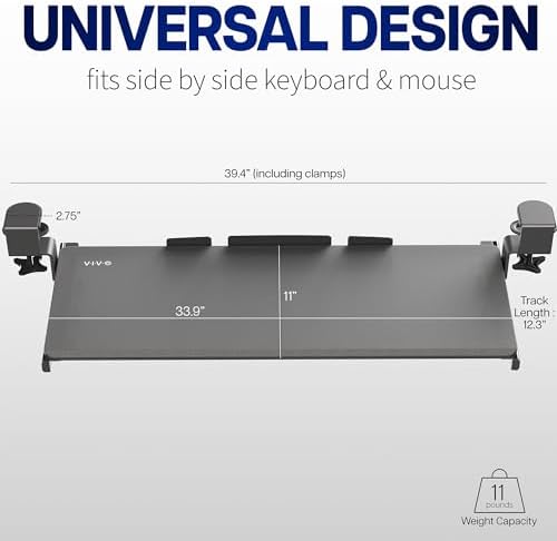 VIVO White Extra Large Clamp-on 34 x 11 in Keyboard Tray, MOUNT-KB15EW - Image 3
