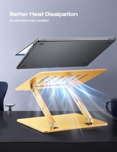 Aluminum Laptop Stand, Adjustable Laptop Stand for Desk Portable -Gold - Image 4