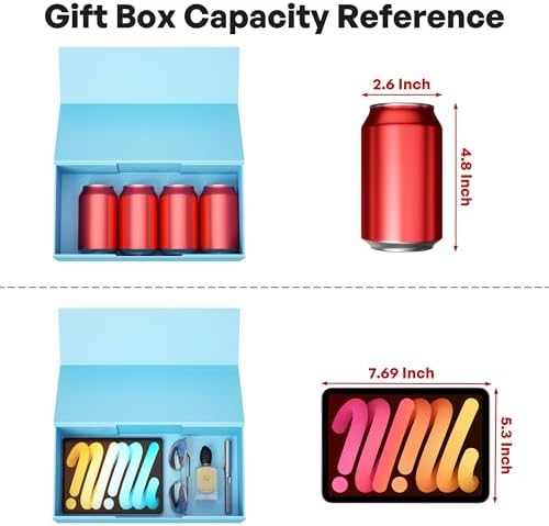 Blue Gift Box, 12x6x4'' Gift Boxes with Lids for Presents - Image 3