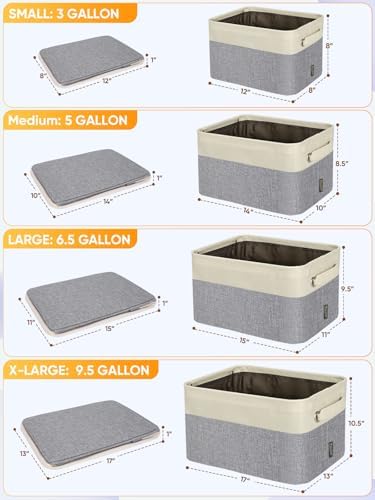 BALEINE 2 Pack Fabric Closet Storage Bins for Shelves, Linen Closet Organizers and Storage, Decorative Baskets for Organizing, Shelf, Clothes, Home, Office (Grey, 12"x8"x8") - Image 2