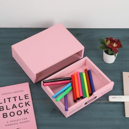 Wooden Drawers Pink Wood Desktop Organizer with Drawers - Image 4