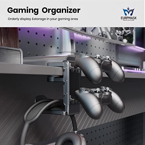 EURPMASK 3-in-1 Rotating Headphone Stand w/2 Detachable Controller Holders - Image 2