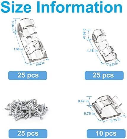 TidyHelper Adhesive Cable Clips Clear (M&L Sizes, 60 PCS), Indoor/Outdoor - Image 2