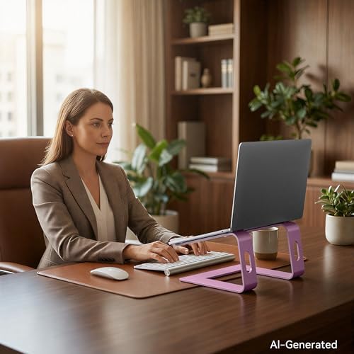 SOUNDANCE Laptop Stand, Aluminum Ergonomic Desk Riser, 10-15.6", Pink - Image 7
