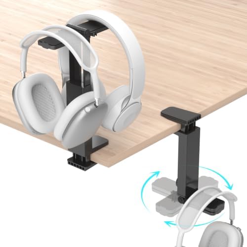 Dual Headphone Stand for Desk, 360° Rotatable & 180° Flippable Holder by KOSKER
