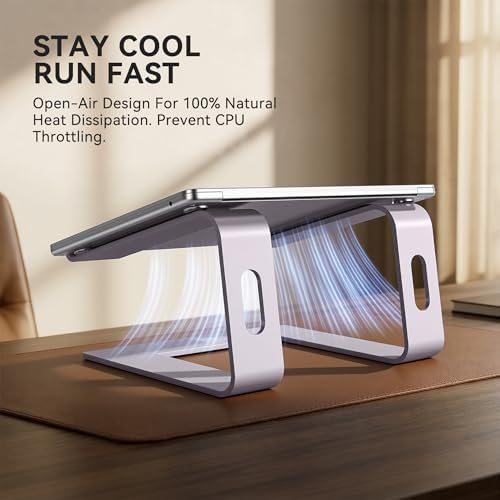 SOUNDANCE Laptop Stand, Aluminum Ergonomic Desk Riser, 10-15.6", Purple - Image 2