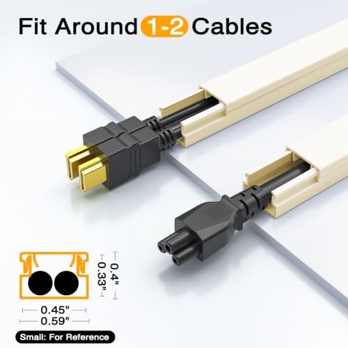 Delamu 56.7in Cord Hider, Cord Covers for Mini Wire on Wall, Paintable Cable Hider Wire Covers for Cords, Self-Adhesive Cable Cover Management, Easy Set-up Wires Hiders for TV, W0.55 H0.4in, Beige - Image 3