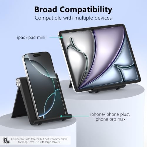 3 Pack Cell Phone Foldable Stand for Desk, Portable Cell Phone Holder, Adjustable Tablet Dock, Office Desk Accessories for iPhone 18 17 16 15 14 13 Pro Max Air, S25, S24, Black&White&Blue - Image 6