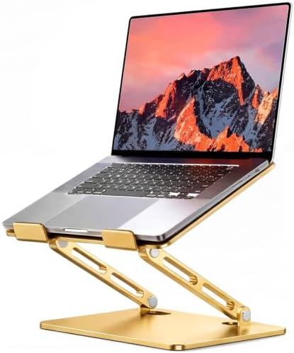 Aluminum Laptop Stand, Adjustable Laptop Stand for Desk Portable -Gold by LOXP