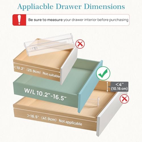 Vtopmart 12 Pack Drawer Dividers for Clothes, 4" High 10.2"-16.5" Adjustable Expandable Dresser Drawer Organizer, Clear Plastic Separators for Dresser, Baby Clothing, Underwear, Cosmetic, Toiletries - Image 2