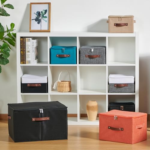 4PCS Storage Bins with Zipper Lids Decorative Lidded Basket Box - Image 6