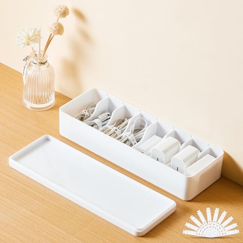 Tatuo Cord Organizer Box with Lid, White, 1 Pack by Tatuo