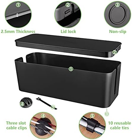 Naeety Cable Management Box, Large Cord Organizer Box to Hide Power Strip - Image 4