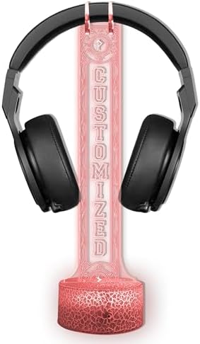Personalized Light up Headphone Stand for Desk, Custom LED Headphone Stand with Name, Gaming Headset Holder RGB with 16 Color Lights for Game Room Decor, Cool Gamer Gifts for Men Boyfriend - Image 6