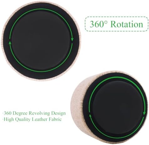 Round Leather Art Supply Organizer,Remote Control Holder,360 Degree Spinning,Multi-Functional Pencil Holder,4 Compartments Desktop Stationary Organizer(1-Leaves Flesh) - Image 4