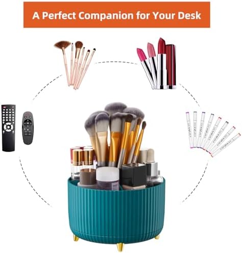 Marbrasse Desk Organizer, 360-Degree Rotating Pen Holder, Desk Organizers and Accessories with 5 Compartments Pencil Organizer, Art Supply Storage Box Caddy for Office, Home（Green） - Image 6
