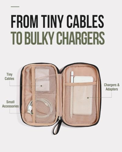 NISHEL Travel Cord Organizer Case, Double Layers Tech Electronic Bag, Essentials for Charger, Cable, Phone, Flash drive, Medium, Black - Image 3