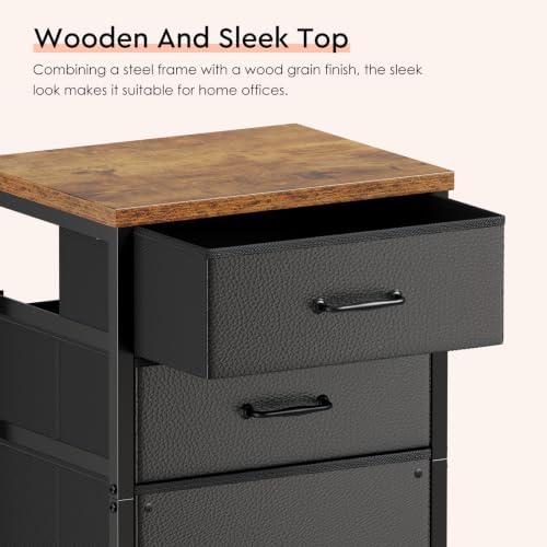 Maihail 3 Drawer Mobile File Cabinet on Wheels Fits A4 Size for Home Office - Image 6