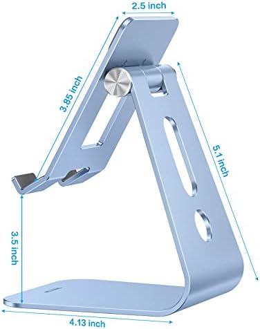 OMOTON Adjustable Tablet Stand for Desk, Upgraded Longer Arms for Greater Stability, T2 Tablet Holder with Hollow Design for Bigger Sized Phones and Tablets Such as iPad Pro/Air/Mini, Blue - Image 4