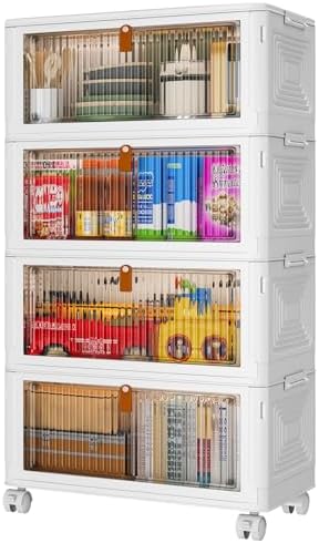 4 Tier Plastic Storage Bins with Lid 36QT, Stackable Storage Bins by YFXCVSL