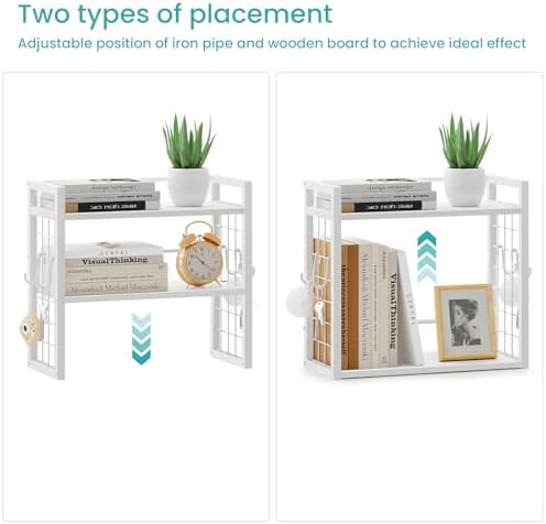 Desk Shelf Organizer, Tiered Wood Desktop Book Shelf, White - Image 5