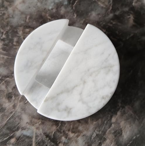 fashciaga Luxurious Marble Cell Phone Stand Holder for Cellphone Tablet On Desk, Countertop, Table, Nightstand. Heavy Real Stone Mobile Phone Stands (Hollow) - Image 3