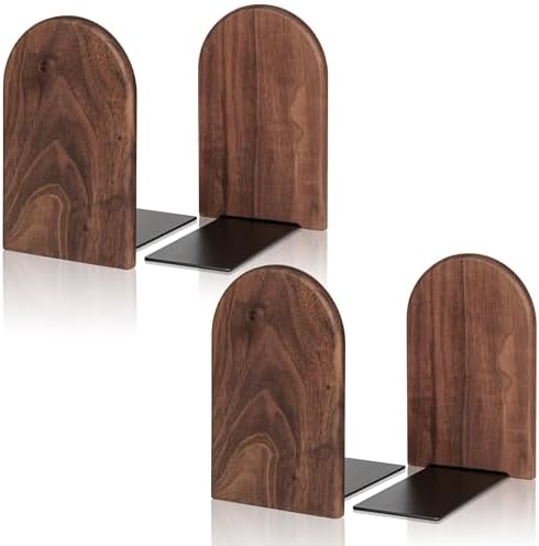 Book Ends,2 Pair Medium Bookends Wood Book Ends Universal Economy Bookend (2, Medium) by shikaman