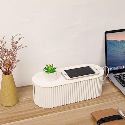 Cable Management Box, Cord Hider Box with Lid, Large, White - Image 5