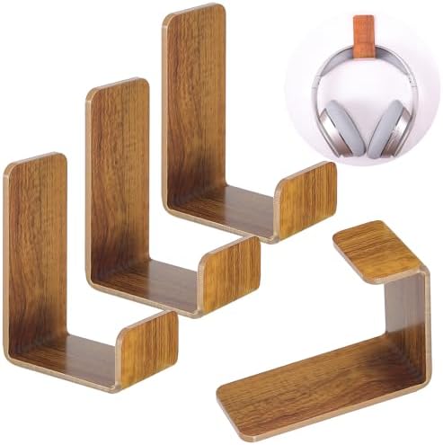 Weewooday 4 Pieces Headphone Hanger Headset Stand Holder, Wood Grain Color by Weewooday