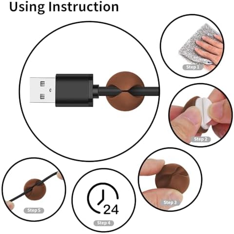 12PCS Coffee Adhesive Cable Clips Cord Organizer for Wire Management - Image 7