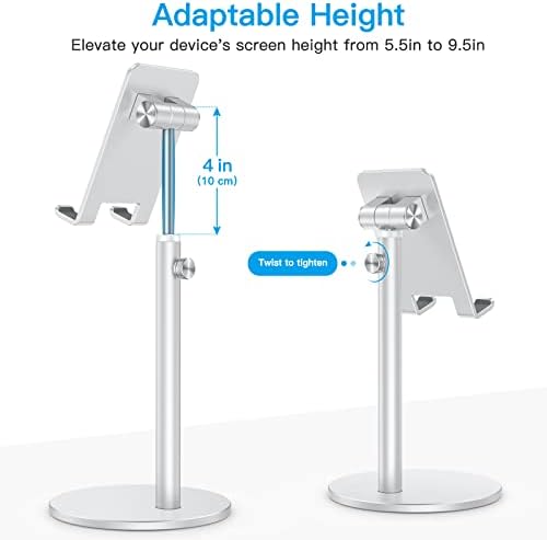OMOTON CA04 Aluminum Tablet Phone Stand, Adjustable Desk Stand Silver - Image 3