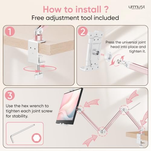 Portable Monitor Stand up to 18.5", iPad Stand for Desk, Pink - Image 4