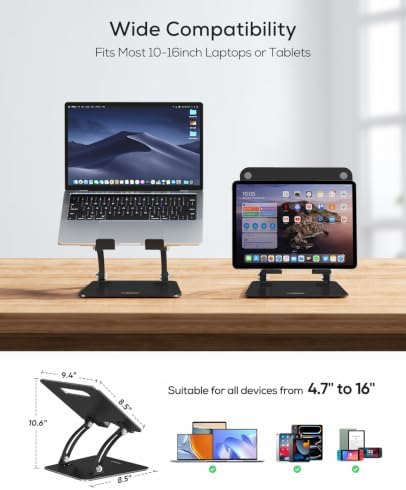 Nulaxy Fully Adjustable Laptop Stand for Desk, Dual Foldable Computer Riser - Image 4