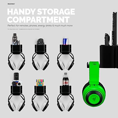 BRAINWAVZ Elephant Headphone & TV Remote Control Wall Mount Holder/Phone, Accessories Storage Organiser, Universal Headset Hanger, Adhesive & Screw In, More - Image 6