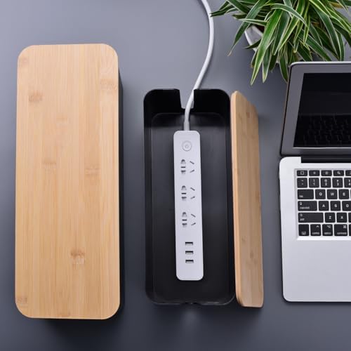 Naeety 2Pack Cable Management Box,Wooden Style Cord Organizer Cord Hide Box - Image 7