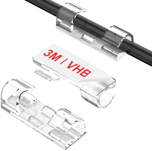TidyHelper Adhesive Cable Clips Clear (60PCS, M), Indoor/Outdoor by TidyHelper